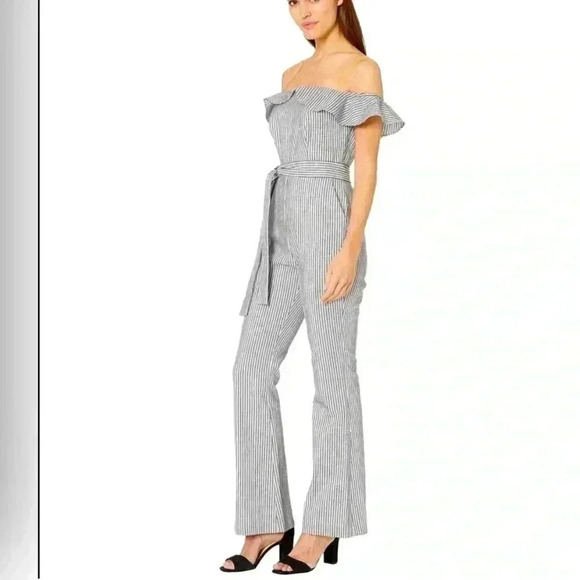 BCBGeneration Pants - BCBGeneration womens Railroad Stripe Strapless Jumpsuit